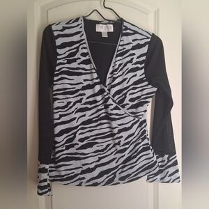 Vintage Annex Petite Zebra‎ Print Blouse Sz M CASUAL PARTY BOHO FORMAL Sku 20
